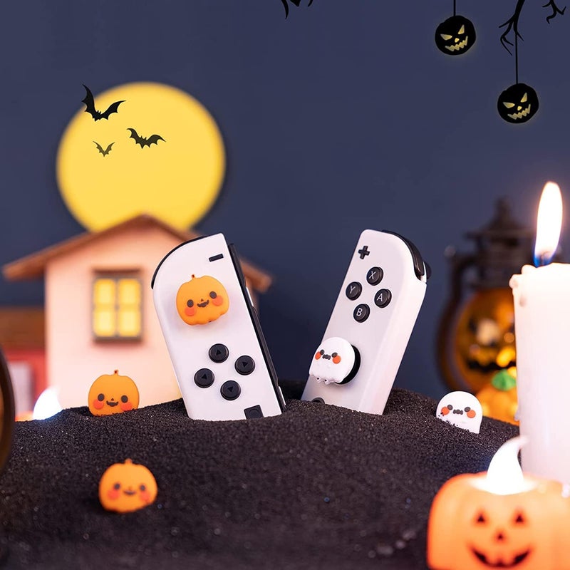 GEEKSHARE Switch Accessories Kawaii Pumpkin Ghost Silicone Thumb Grips & Joystick Covers Compatible with Switch/OLED/Lite (4PCS) - Spooky for Gamers - Image 5